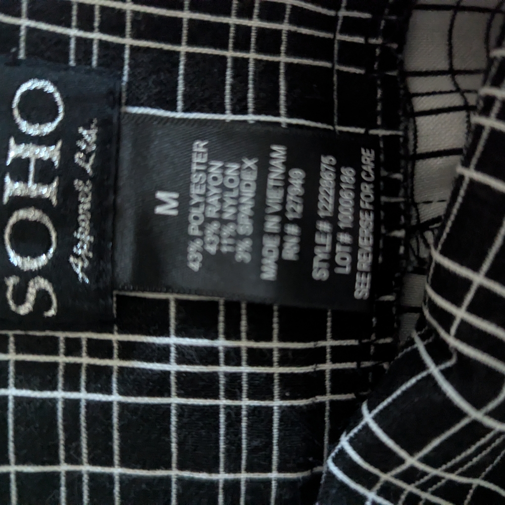 Soho Apparel Womens Black and White Plaid Pants - Picture 2 of 3